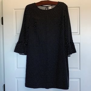 Black Polka Dot 3/4 Flutter Sleeve Dress
